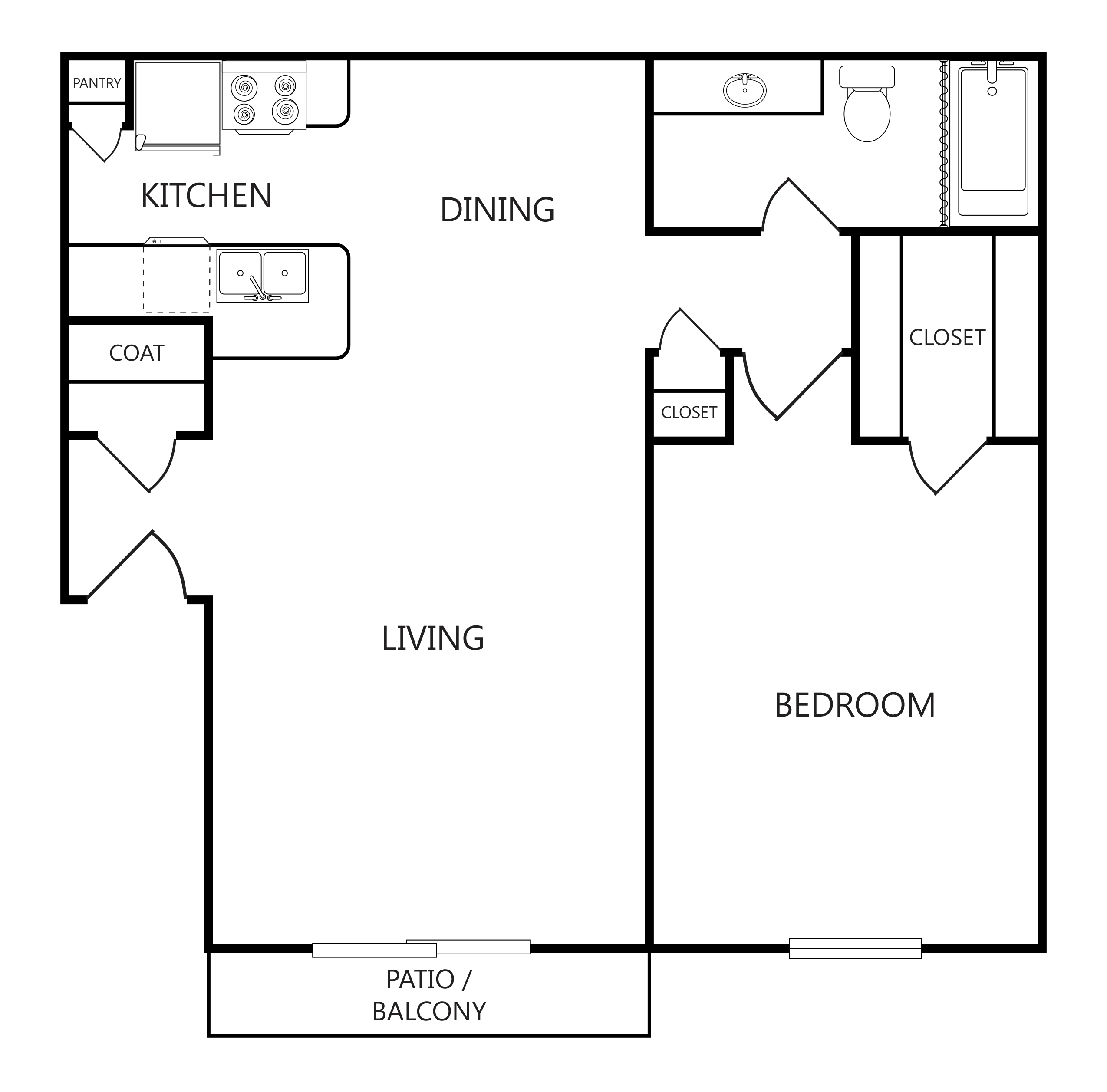 Beautiful and spacious 1 bedroom 1 bath unit with updated kitchen and eat-in dining room.