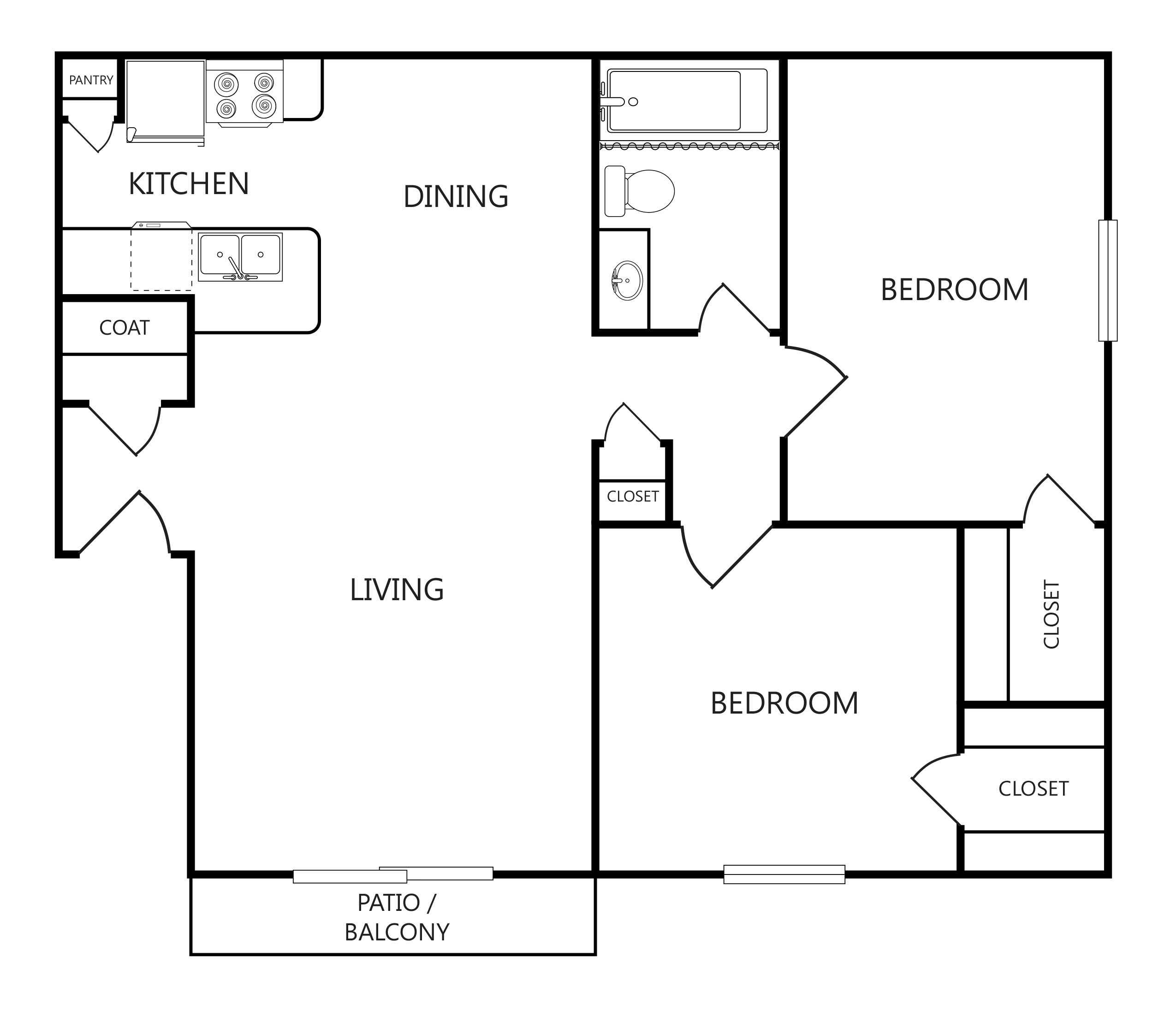 Beautiful and spacious 2 bedroom 1 bath unit with updated kitchen and eat-in dining room.